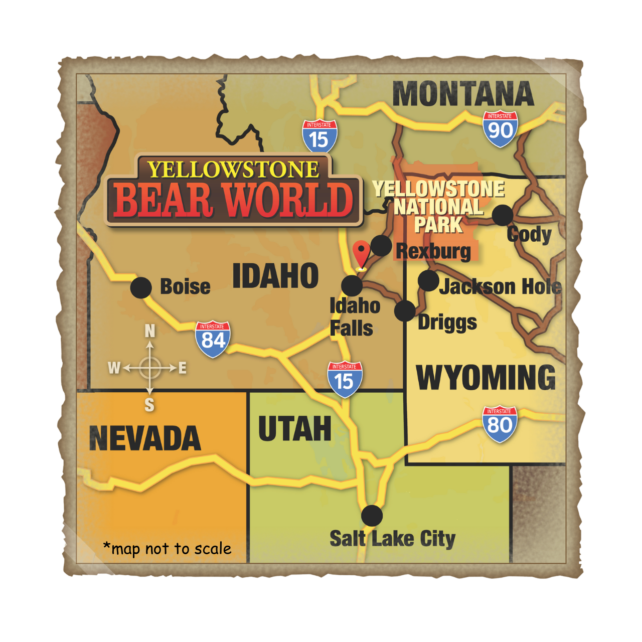 yellowstone bear world location map